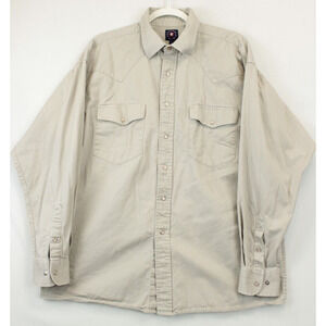 Panhandle Slim Beige Pearl Snap‎ Button Down Shirt Men L Western Long Sleeve